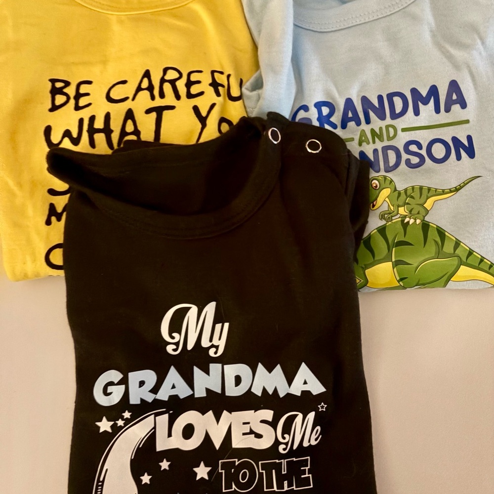 12 - set of 3 Grandma themed outfits 9-12m